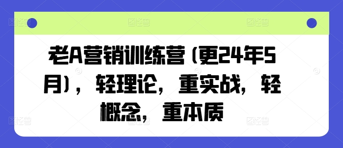 老A营销训练营(更24年11月)，轻理论，重实战，轻概念，重本质-沫尘创业网-知识付费资源网站搭建-中创网-冒泡网赚-福缘创业网